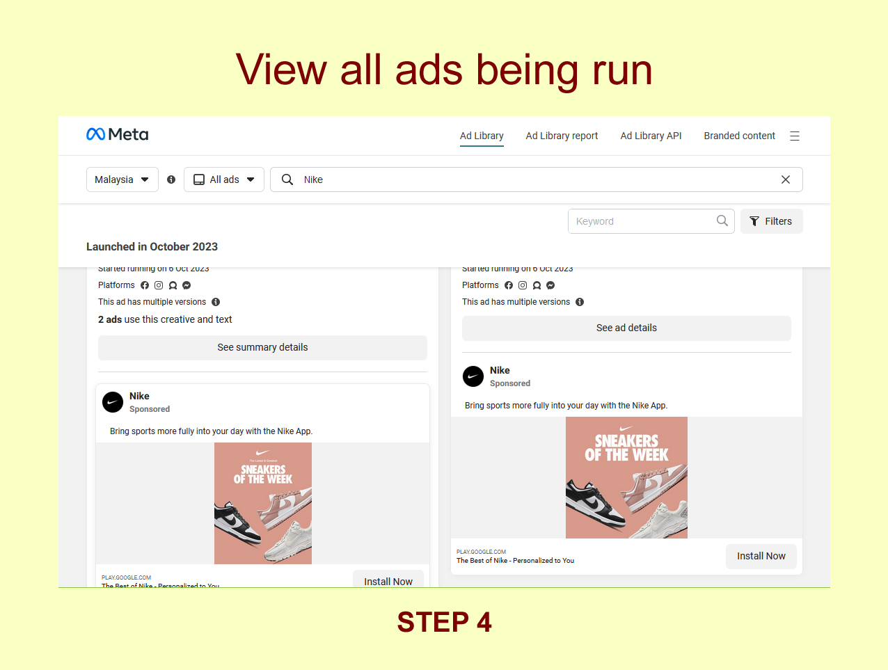Step 4 - View all ads being run