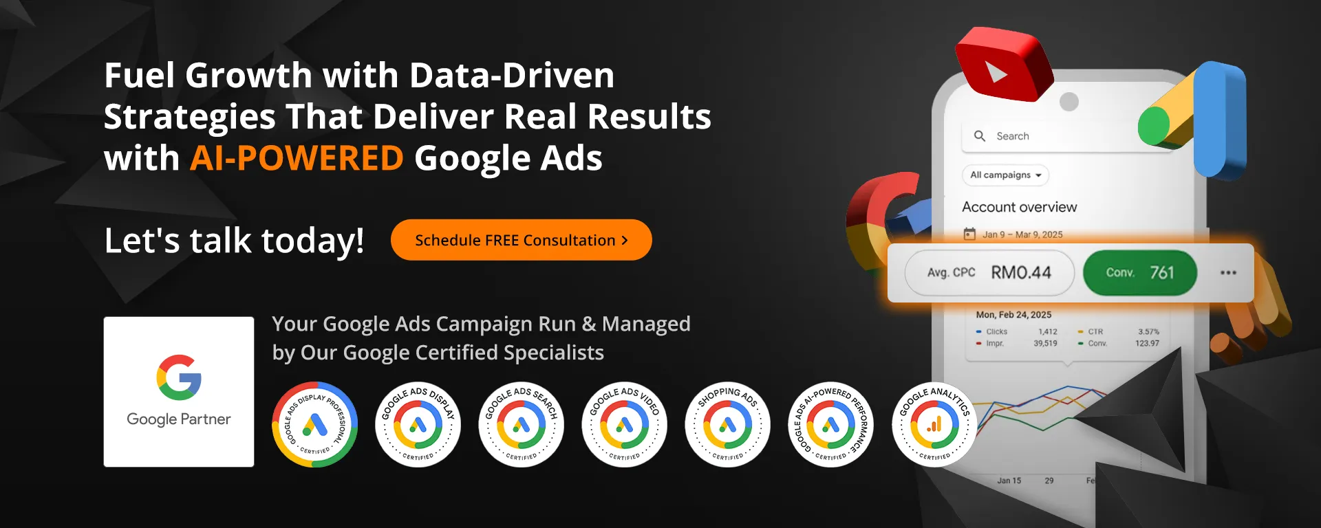 Schedule a free consultation with our Google Certified Specialists