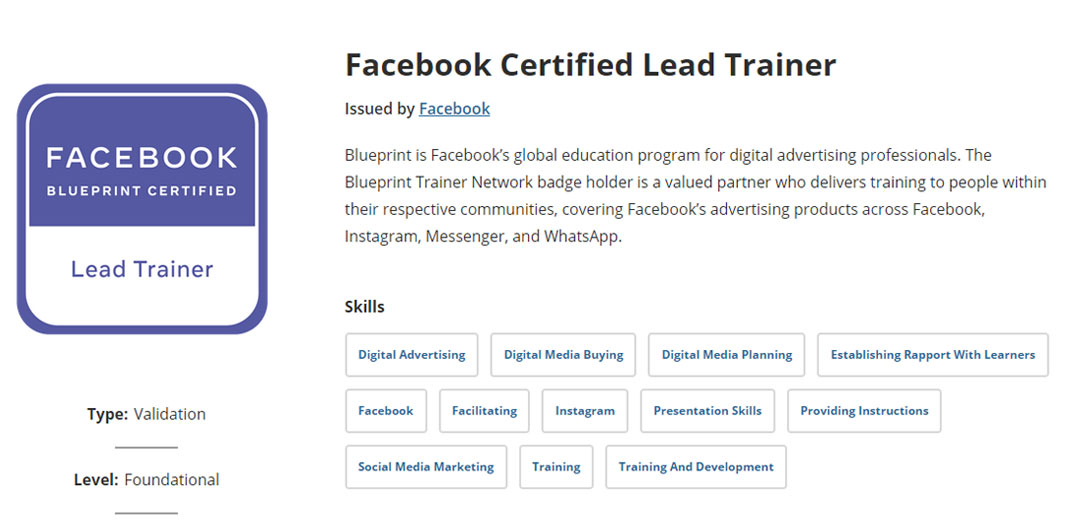 Facebook Certified Lead Trainer issued by Facebook in Malaysia
